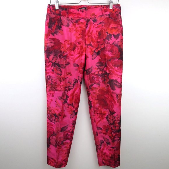 J.Crew Rose Floral Taffeta Cafe Capri Pant Size 0 - Picture 4 of 9